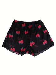 Casual Strawberry Print Cami Top & Shorts Pajama Set