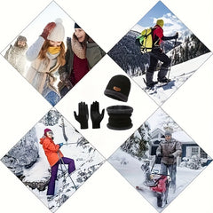 3pcs Winter Thicken Knitted Hat Plush Warm Scarf Non slip Gloves