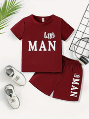 Boys Little Man Casual Outfit Round Neck T shirt & Shorts