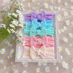 Cute Candy Nylon Jacquard Bow Baby Headband for All Seasons