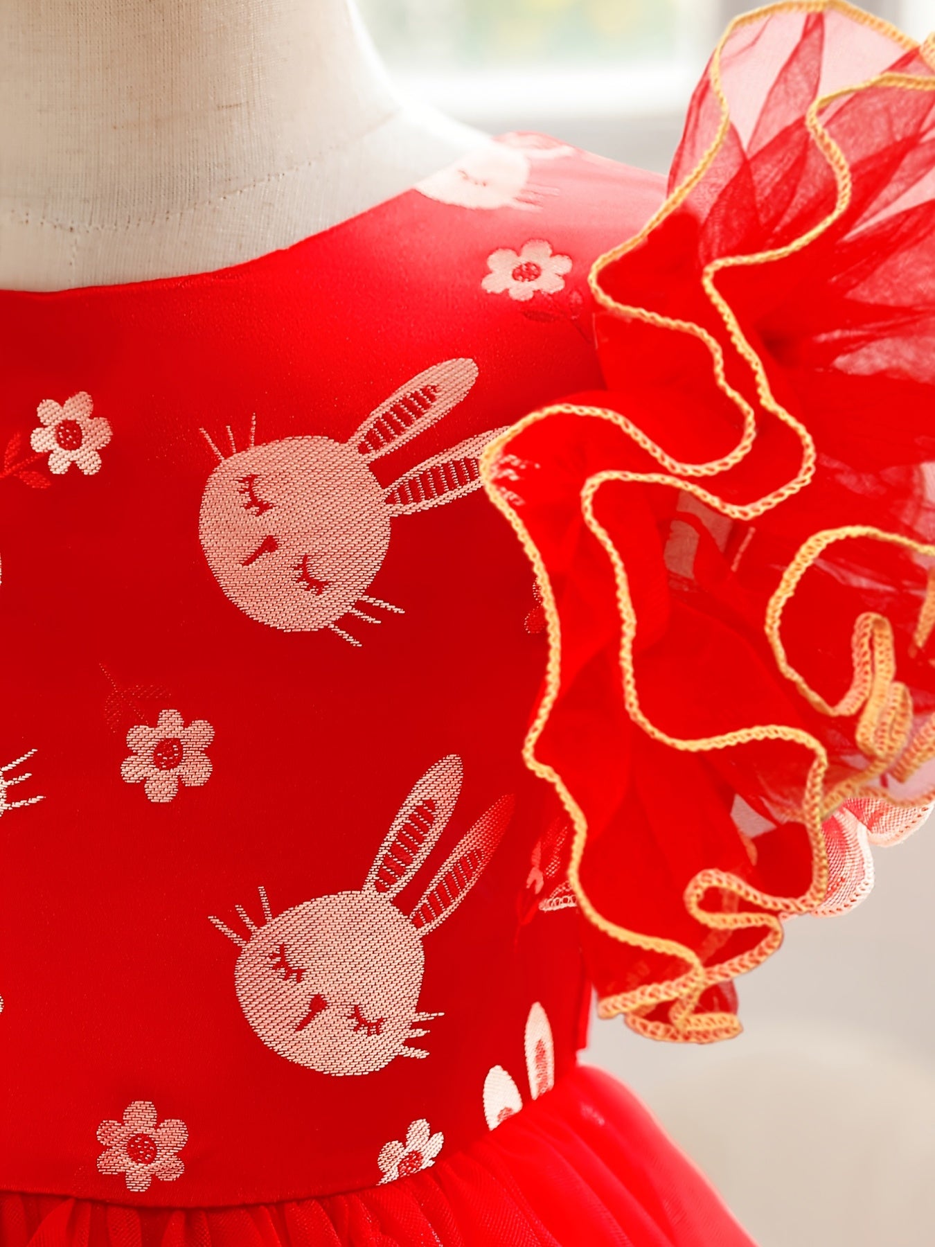 Ruffled Rabbit Embroidered Princess Dress for Party