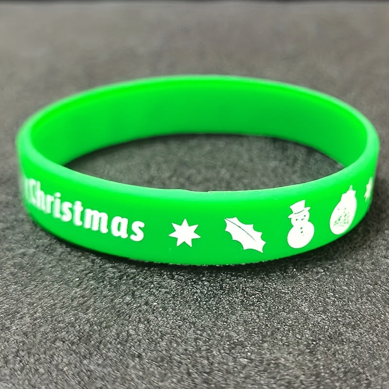 2 Pcs Christmas Silicone Bracelet Elastic Wristband Women Girls Xmas
