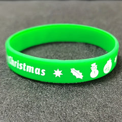 2 Pcs Christmas Silicone Bracelet Elastic Wristband Women Girls Xmas