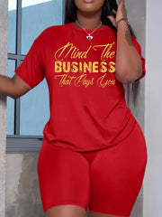 Short Sleeve T Shirt & Biker Shorts 2pcs Outfit for Women
