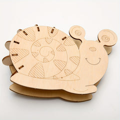Children Snail Clock DIY 3D Wooden Puzzle Game Assembly Model Kits Toys