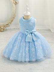 Baby Girls Christmas Princess Dress Sleeveless Snowflake Bow Tutu Dress
