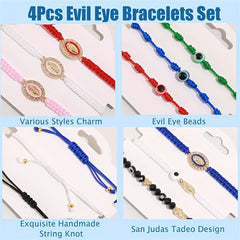 24pcs Mixed Braided Rope Beads Bracelet Jewelry for Men Women