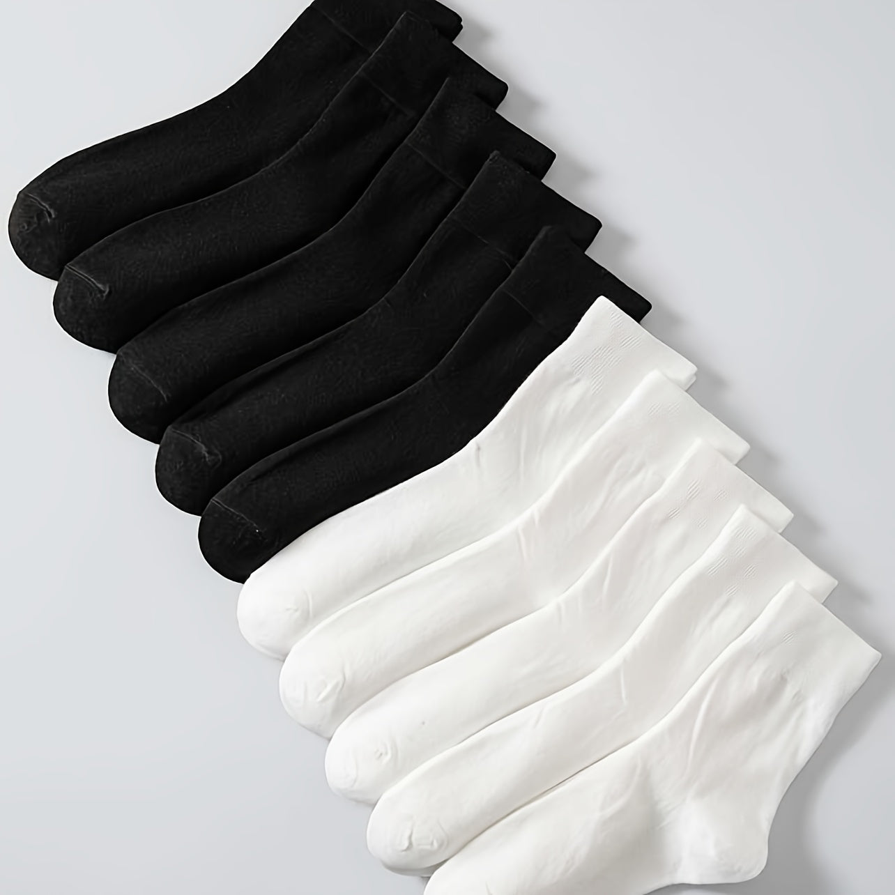 10 Pairs Plus Size Basic Crew Socks Women's Plus Solid Mid calf Socks