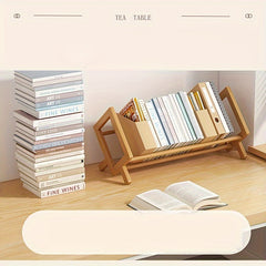 Desktop Bookshelf Bamboo Organizer Shelves Home Office Living Room