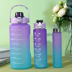 3pcs Gradient Water Cups with Handle & Time Marker