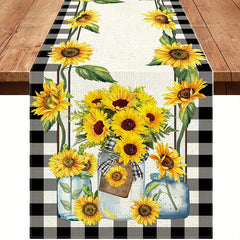 Linen Table Runner Flower Pattern Spring Autumn Table Cover
