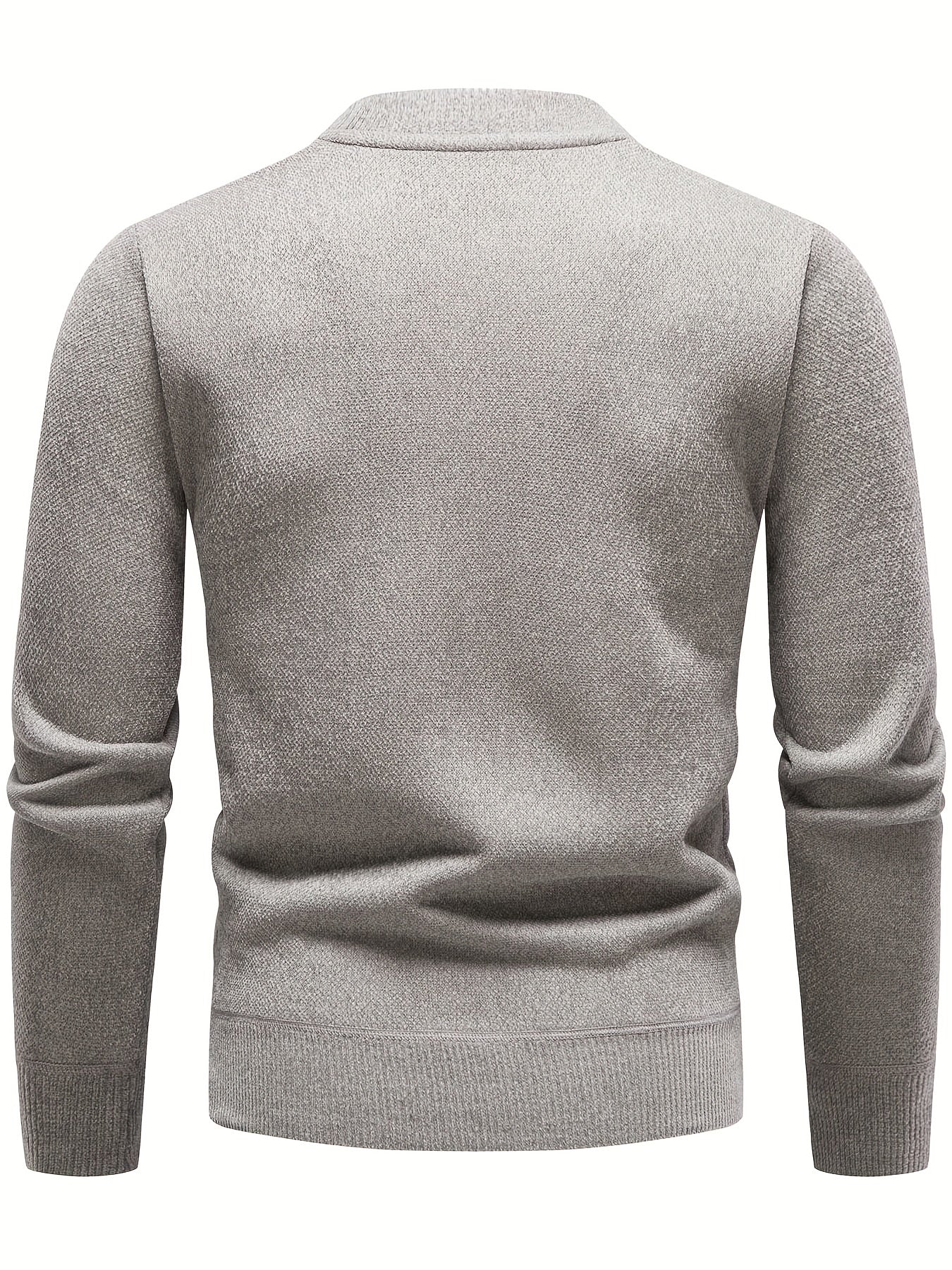 Knitted Solid Sweater Men's Crew Neck Pullover