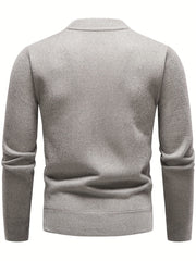 Knitted Solid Sweater Men's Crew Neck Pullover
