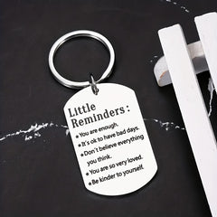 Lettering Keychain Engraved Stainless Steel Keyring for Women Men