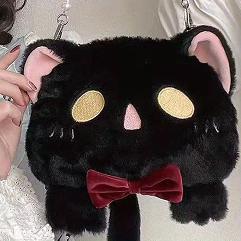 Cartoon Plush Cat Shoulder Bag Crossbody Bag Coin Purse Mobile Phone Bag