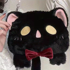 Cartoon Plush Cat Shoulder Bag Crossbody Bag Coin Purse Mobile Phone Bag