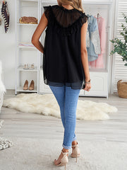 Ruffle Trim Solid Top Sleeveless Casual Summer Women's Clothing