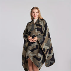 Camouflage Thicken Warm Large Shawl Slit Casual Windproof Outdoor Shawl