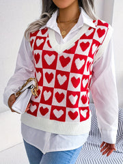 Sleeveless V-Neck Sweater Vest Loose Knit Casual Fall Winter