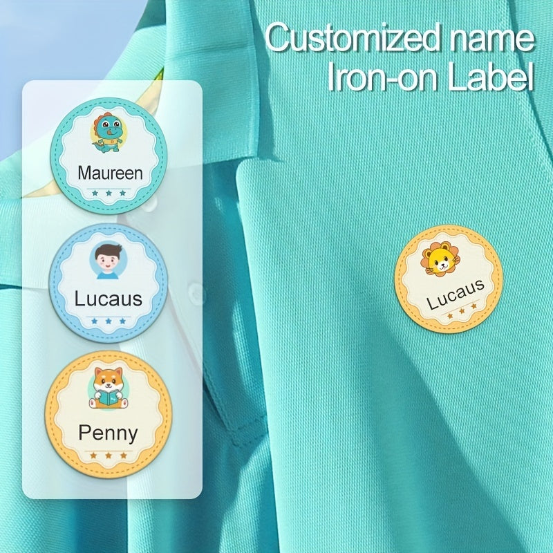 16pcs Boy Waterproof Name Sticker Iron On Label Custom Medium Size