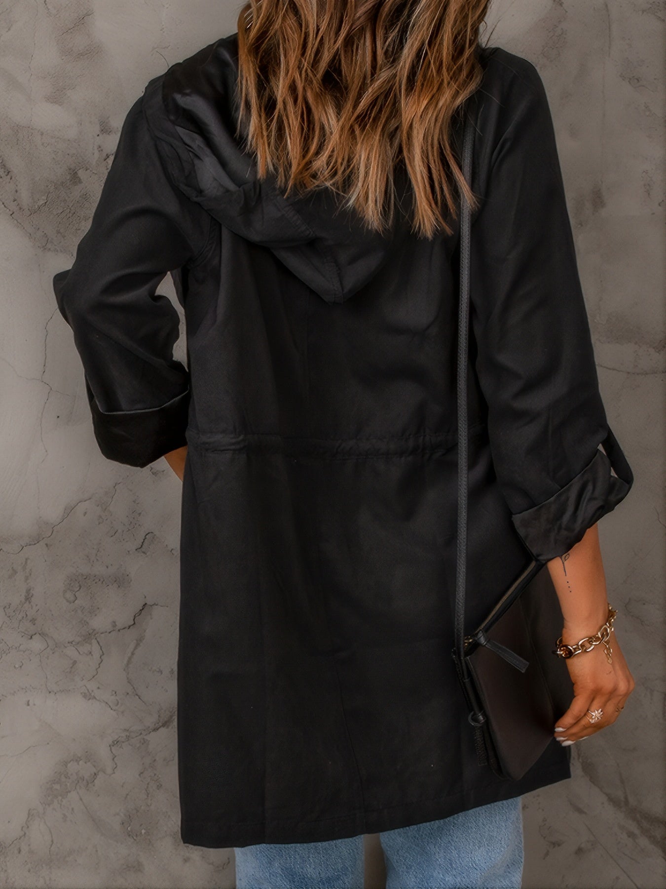 Women's Casual Hoodie Jacket with Drawstring Waist and Pockets