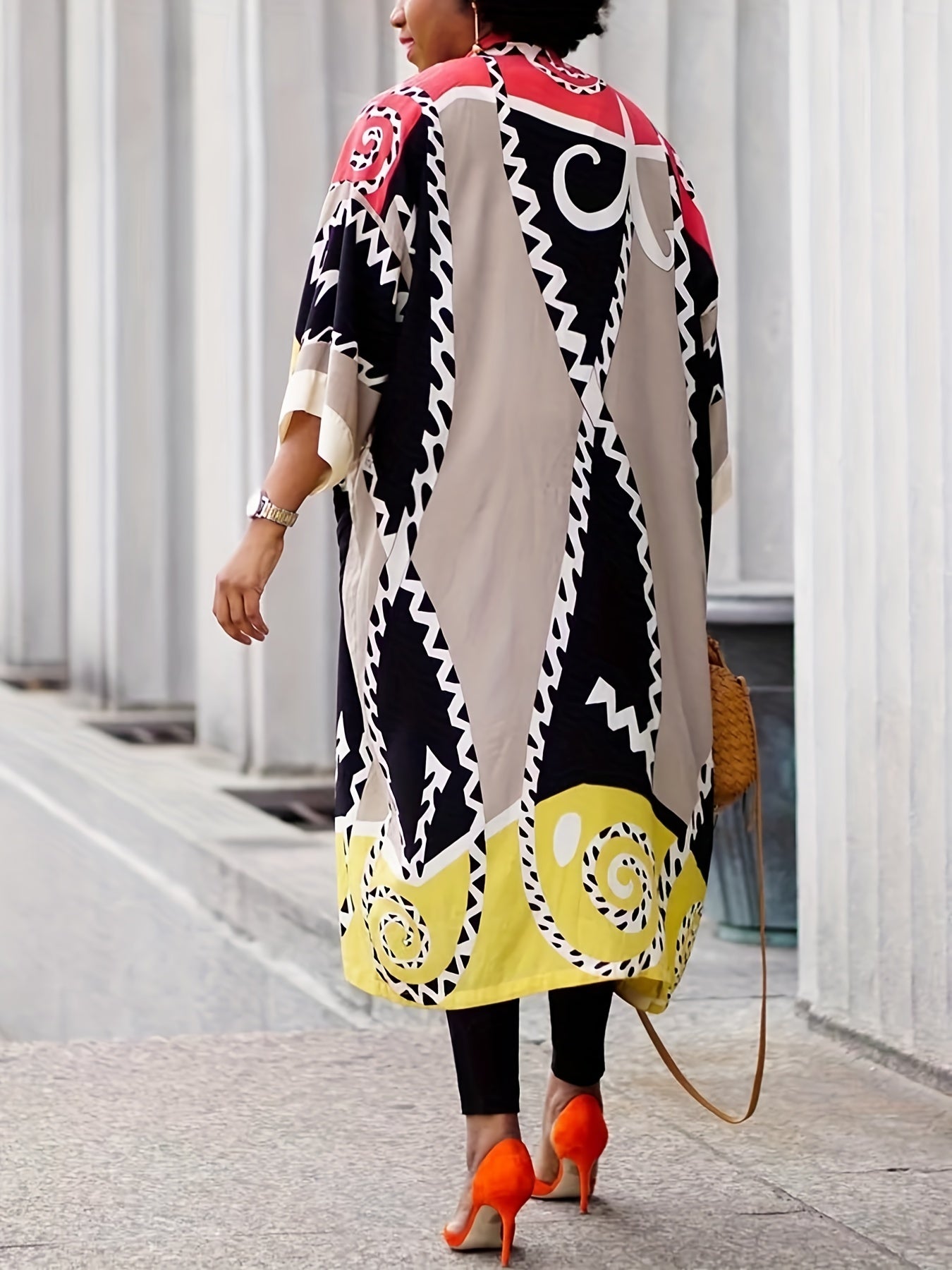 Colorblock Print Half Sleeve Cardigan
