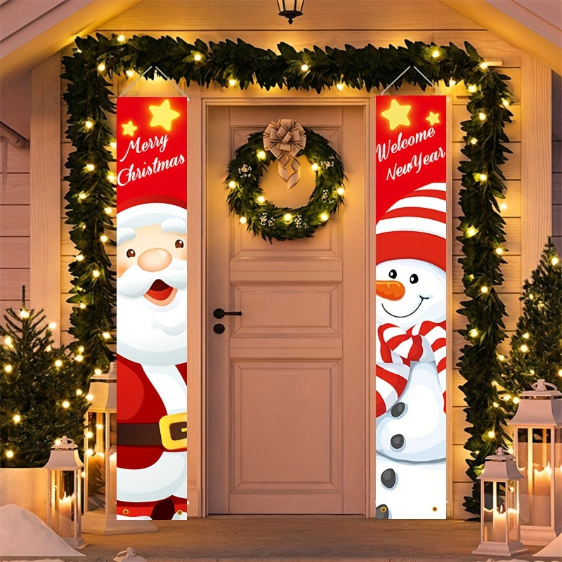 Christmas Porch Banner Sign Decorations Hanging Ornaments Door Decor