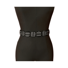 Vintage Hot Stamping Button Wide Waistband for Women