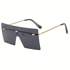 Oversized Square Rimless Sunglasses UV400