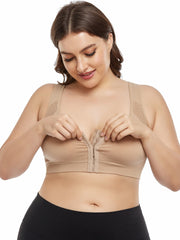 Front Closure Wireless Sports Bra Adjustable Strap Seamless Elastic Yoga Fitness