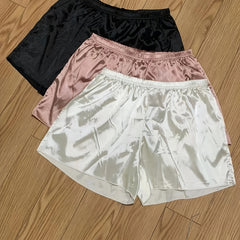 3 Pack Plus Size Casual Pajama Bottoms Set Women's Plus Silky Satin Solid