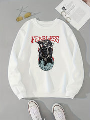 Halloween Ghost Print Crew Neck Sweatshirt for Women