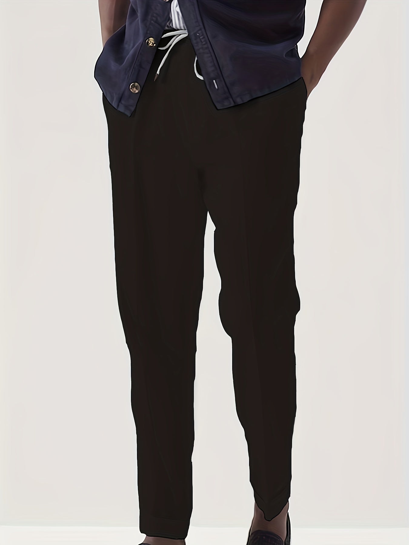 Men's Drawstring Tapered Trousers Solid Pants