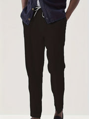 Men's Drawstring Tapered Trousers Solid Pants