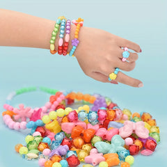 Colorful Bead Crafts Kit for Kids, DIY Jewelry Making Set