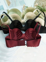 4pcs Girls Seamless Bras Solid Smooth Breathable Wireless Half Cup Bras