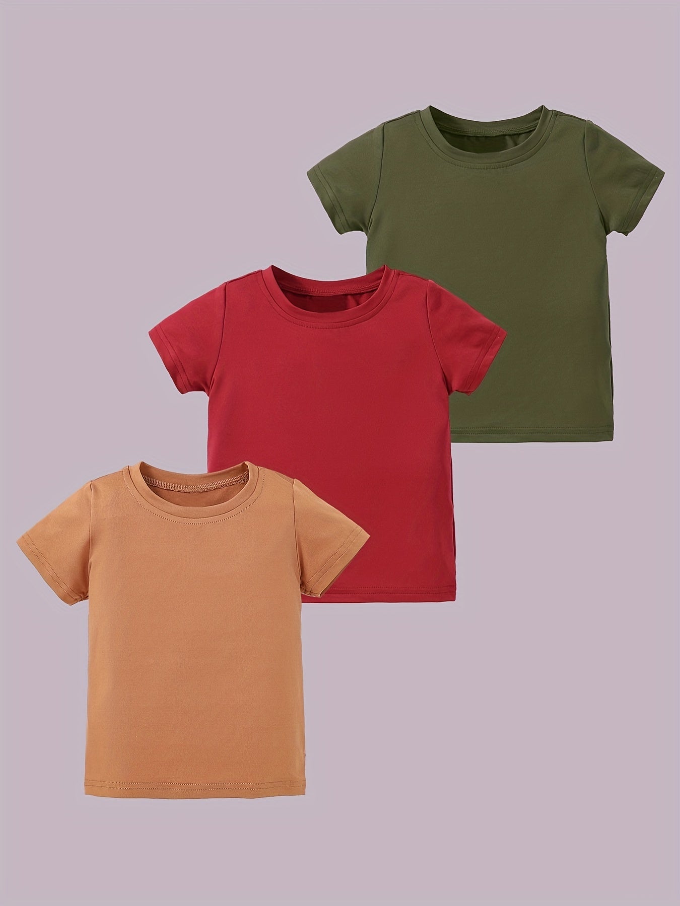 3pcs Toddler Girl's Short Sleeve Summer T Shirts Crew Neck Basic Tee Set