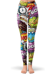 Women's Cartoon Print Leggings High Waist Fitness Pants