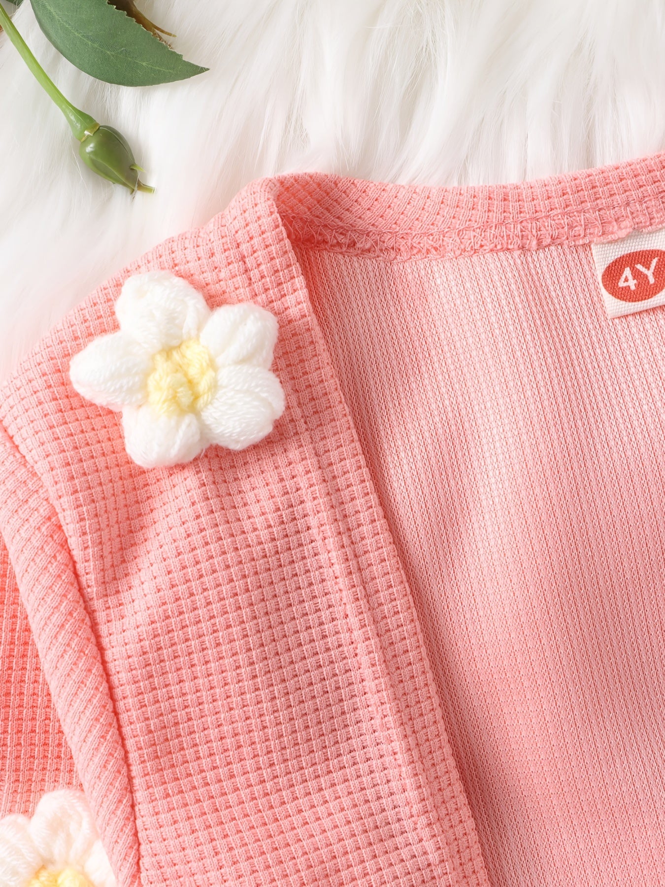 Toddler Girl's 2pcs Knitted Floral Cardigan & Ribbed Sundress Set