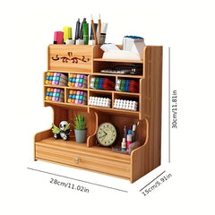 Wooden Desktop Storage Box Desk Drawer Style Rack