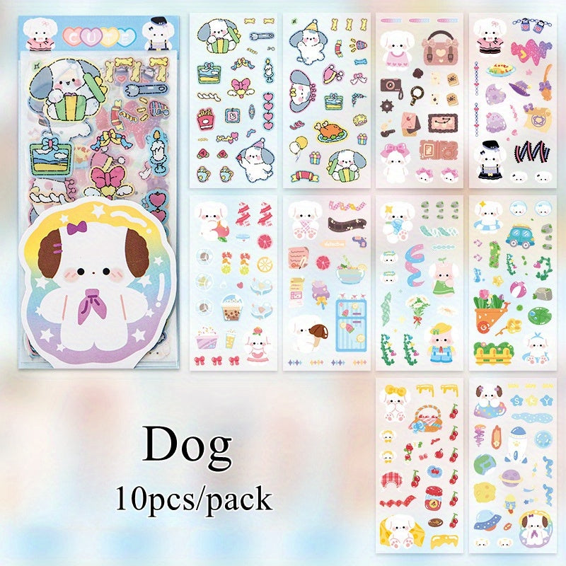 10pcs Cartoon Bunny Stickers Waterproof PET Deco Sticker Pack