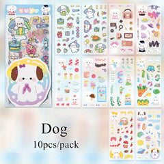 10pcs Cartoon Bunny Stickers Waterproof PET Deco Sticker Pack