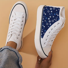 Christmas Snowflake Print High Top Canvas Sneakers