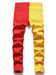 Men's Skinny Street Style Patchwork Cotton Jeans