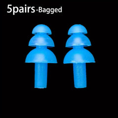 5 Pairs Washable Silicone Earplugs for Swimming and Drifting