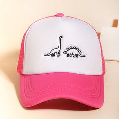 Dino Embroidery Trucker Hat Pink Baseball Cap Adjustable Dad Hats For Women