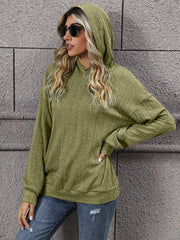 Solid Drop Shoulder Hoodie Long Sleeve Women's Sweatshirt