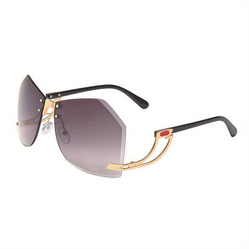 Oversized Rimless Wrap Around Sunglasses