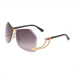 Oversized Rimless Wrap Around Sunglasses