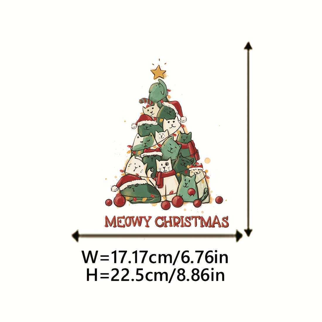 Christmas Cat Iron On Decals For Clothing HTV Heat Transfer Stickers